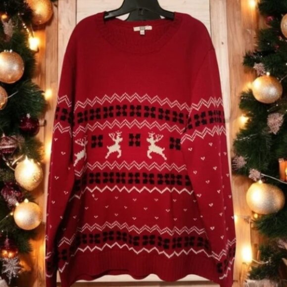 Tag Other - XXL🎄Christmas Festive Ugly Red&White Crewneck Sweater Unisex